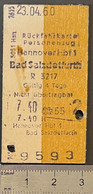 Rückfahrkarte Hannover Nach Bad Salzdetfurth /1960/ Zustand Beachten - Europe