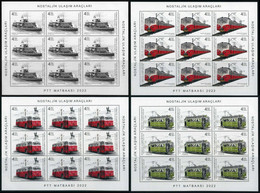 Türkiye 2022 Mi 4682-4685 MNH Nostalgic Means Of Transportation: Tram, Railway, Bus, Ferry [S/S] - Ungebraucht