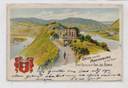 5583 ZELL - MARIENBURG, Lithographie, Gruß Von Der Marienburg, Hotel Restaurant Bömer, 1901 - Zell