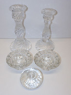 *LOT De 5 Bougeoirs Cristal Et Verre France Biot Ou Autre Collection Bougies  E - Candelabri E Candelieri