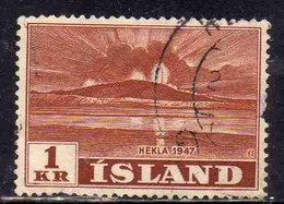 ISLANDA ICELAND ISLANDE 1948 ERUPTION OF HEKLA VOLCANO CLOSE VIEW 1k USED USATO OBLITERE' - Oblitérés