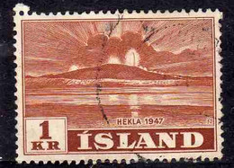 ISLANDA ICELAND ISLANDE 1948 ERUPTION OF HEKLA VOLCANO CLOSE VIEW 1k USED USATO OBLITERE' - Oblitérés