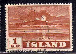 ISLANDA ICELAND ISLANDE 1948 ERUPTION OF HEKLA VOLCANO CLOSE VIEW 1k USED USATO OBLITERE' - Oblitérés