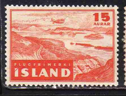 ISLANDA ICELAND ISLANDE 1947 THINGVELLIR OLD SITE OF PARLIAMENT 15a MH - Airmail