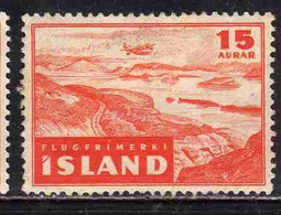 ISLANDA ICELAND ISLANDE 1947 THINGVELLIR OLD SITE OF PARLIAMENT 15a MH - Airmail