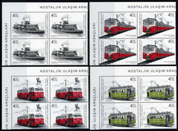 Türkiye 2022 Mi 4682-4685 MNH Nostalgic Means Of Transportation: Tram, Railway, Bus, Ferry [Block Of 4] Left Top Corner - Ongebruikt