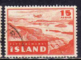 ISLANDA ICELAND ISLANDE 1947 THINGVELLIR OLD SITE OF PARLIAMENT 15a USED USATO OBLITERE' - Posta Aerea