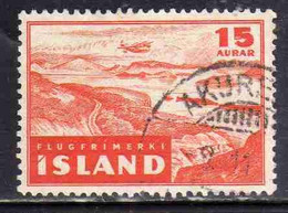 ISLANDA ICELAND ISLANDE 1947 THINGVELLIR OLD SITE OF PARLIAMENT 15a USED USATO OBLITERE' - Luchtpost