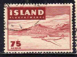 ISLANDA ICELAND ISLANDE 1947 EYJAFJORTHUR 75a USED USATO OBLITERE' - Aéreo