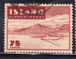 ISLANDA ICELAND ISLANDE 1947 EYJAFJORTHUR 75a USED USATO OBLITERE' - Poste Aérienne