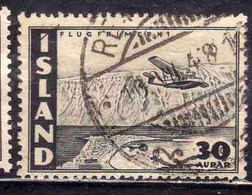 ISLANDA ICELAND ISLANDE 1947 ISAFJORTHUR 30a USED USATO OBLITERE' - Poste Aérienne