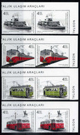 Türkiye 2022 Mi 4682-4685 MNH Nostalgic Means Of Transportation: Tram, Railway, Bus, Ferry [pair] Right Top Corner - Unused Stamps