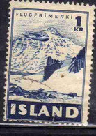 ISLANDA ICELAND ISLANDE 1947 MOUNT STRANDATINDUR 1k USED USATO OBLITERE' - Aéreo