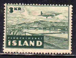 ISLANDA ICELAND ISLANDE 1947 AERIAL VIEW OF REJKJIAVIK 3k USED USATO OBLITERE' - Luftpost