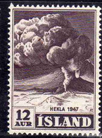 ISLANDA ICELAND ISLANDE 1948 ERUPTION OF HEKLA VOLCANO 12a MH - Unused Stamps