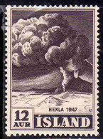 ISLANDA ICELAND ISLANDE 1948 ERUPTION OF HEKLA VOLCANO 12a MNH - Unused Stamps