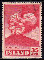 ISLANDA ICELAND ISLANDE 1948 ERUPTION OF HEKLA VOLCANO 35a USED USATO OBLITERE' - Oblitérés