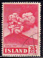 ISLANDA ICELAND ISLANDE 1948 ERUPTION OF HEKLA VOLCANO 35a USED USATO OBLITERE' - Gebruikt