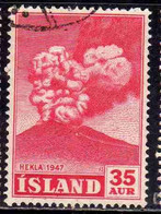 ISLANDA ICELAND ISLANDE 1948 ERUPTION OF HEKLA VOLCANO 35a USED USATO OBLITERE' - Used Stamps