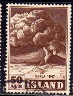 ISLANDA ICELAND ISLANDE 1948 ERUPTION OF HEKLA VOLCANO 50a USED USATO OBLITERE' - Oblitérés