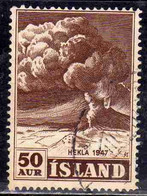 ISLANDA ICELAND ISLANDE 1948 ERUPTION OF HEKLA VOLCANO 50a USED USATO OBLITERE' - Usados