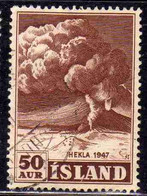 ISLANDA ICELAND ISLANDE 1948 ERUPTION OF HEKLA VOLCANO 50a USED USATO OBLITERE' - Oblitérés