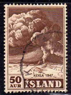 ISLANDA ICELAND ISLANDE 1948 ERUPTION OF HEKLA VOLCANO 50a USED USATO OBLITERE' - Usados