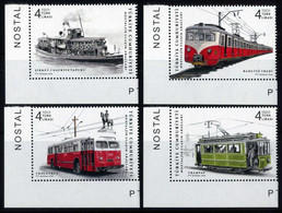 Türkiye 2022 Mi 4682-4685 MNH Nostalgic Means Of Transportation: Tram, Railway, Bus, Ferry | Left Bottom Corner - Ungebraucht