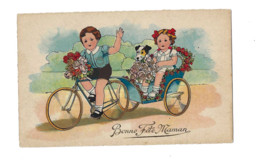 Bonne Fête Maman.Enfants Sur Un Tricycle. - Taferelen En Landschappen