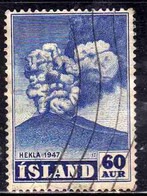 ISLANDA ICELAND ISLANDE 1948 ERUPTION OF HEKLA VOLCANO 60a USED USATO OBLITERE' - Oblitérés