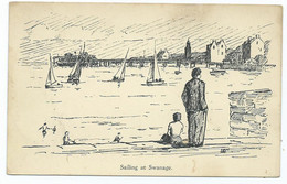 Postcard Dorset Sailing At Swanage Etching Unused - Swanage