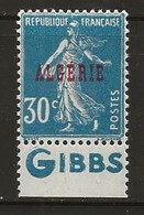 Algérie N°17* (charnière Très Légère) Avec Pub GIBBS Inférieur - Ongebruikt
