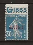 Algérie N°17* (charnière Très Légère) Avec Pub GIBBS Supérieur - Ongebruikt