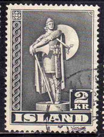 ISLANDA ICELAND ISLANDE 1939 1945 STATUE OF THORFINN KARLSEFNI 2k USED USATO OBLITERE' - Oblitérés