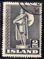 ISLANDA ICELAND ISLANDE 1939 1945 STATUE OF THORFINN KARLSEFNI 2k USED USATO OBLITERE' - Oblitérés