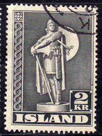 ISLANDA ICELAND ISLANDE 1939 1945 STATUE OF THORFINN KARLSEFNI 2k USED USATO OBLITERE' - Used Stamps