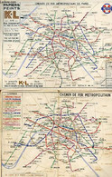 2 Plans En Couleurs : Plan Du Métro Paris 1939 - Plan Métropolitain De Paris Temps De Parcours Entre Les Stations Princi - Cartes/Atlas