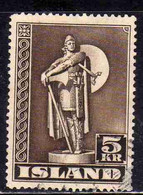 ISLANDA ICELAND ISLANDE 1939 1945 1943 STATUE OF THORFINN KARLSEFNI 2k USED USATO OBLITERE' - Used Stamps