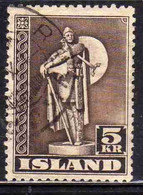 ISLANDA ICELAND ISLANDE 1939 1945 1943 STATUE OF THORFINN KARLSEFNI 2k USED USATO OBLITERE' - Usados