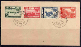 ISLANDA ICELAND ISLANDE 1949 UPU 75th ANNIVERSARY COMPLETE SET SERIE COMPLETA COVER LETTER - Usados