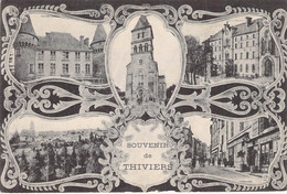 CPA France - Dordogne - Thiviers - Souvenir De Thiviers - Château - Café - Eglise - Décor - Thiviers