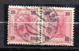 Autriche -- Timbre  N° 70 ... Paire Horizontale 10h Rose  ...Beau Cachet  WIEN 28 --25-11-04---C........à Saisir - Used Stamps