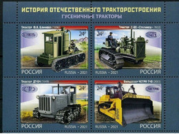 Russia 2021, Tractor Construction. Crawler Tractors, Top Block, VF MNH** - Nuovi