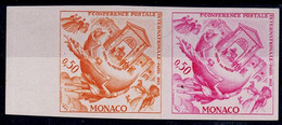 MONACO 1963 100TH ANNIVERSARY OF THE 1ST INTERNATIONAL POSTAL CONFERENCE IN PARIS SET OF PAIR IMPERF PROOF MI No 730 MNH - Variétés