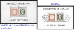 Monaco Bloc N°58A** + 58. Variété Sans Les Cachets Préimprimés. Signé Calves. Cote 1500€. RARE. - Errors And Oddities