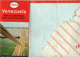 Mapa De Carreteras Con El Plano De Caracas Venezuela Creole Petroleum Corporation 1966 - Cartes Routières