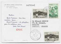 COMORES 1FRX2+2FR CARTE PUB IONYL DOCTEUR DZAOUZI 28.3.1957 COMORES - Storia Postale