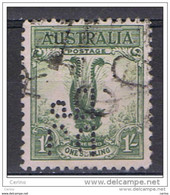 AUSTRALIA:  1932  LYRA  BIRD  -  1 S. USED  STAMP  -  PERFIN  -  YV/TELL. 88 - Perforadas