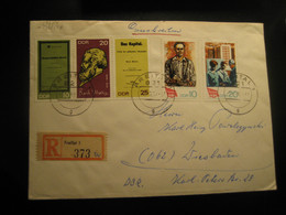 FREITAL 1968 To Wiesbaden Karl Marx Communism Philosophy Stamp On Registered Cancel Cover DDR GERMANY - Karl Marx