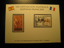 ZARAGOZA 1981 Expol Fil France Engraving Card Proof SPAIN Document - Ensayos & Reimpresiones